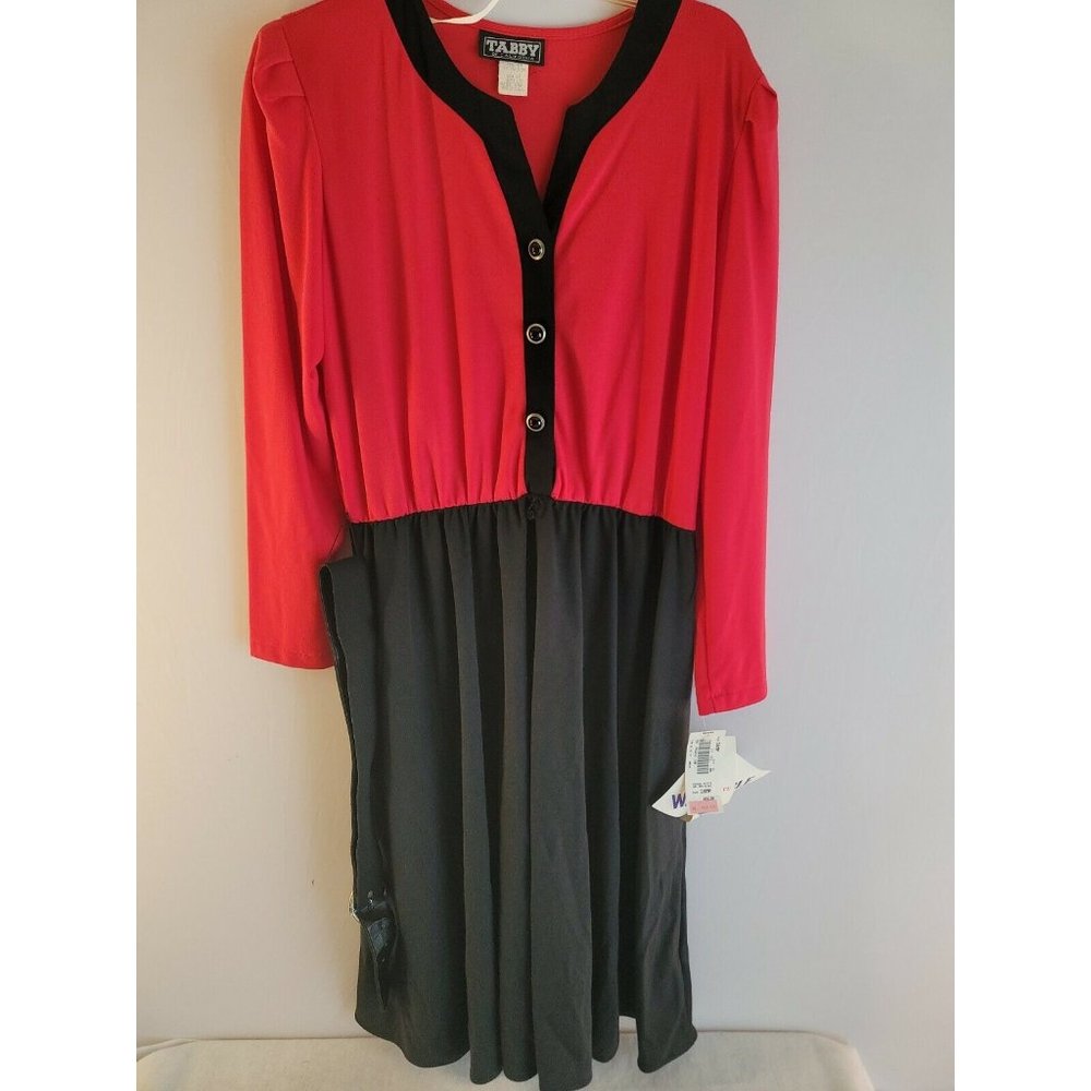 Tabby Of California Womens Petite Vintage Red And Black Belted sz 16P Dress